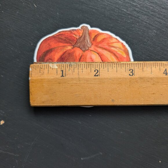 3" Vinyl Sticker decal: Orange Pumpkin Autumn Spooky Candlelit Pumpkin - Picture 2 of 3